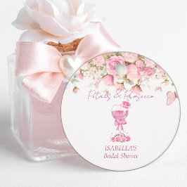 Roze bloemblaadjes & Prosecco Bruidsmeisjesfeest Bedankjes Labels