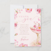 Roze Bloemblaadjes Prosecco Bruidsmeisjesfeest Bedankkaart (Voorkant)