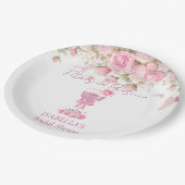 Roze bloemblaadjes & Prosecco Bruidsmeisjesfeest Papieren Bordje (Gekanteld)