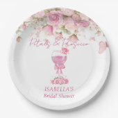 Roze bloemblaadjes & Prosecco Bruidsmeisjesfeest Papieren Bordje (Voorkant)