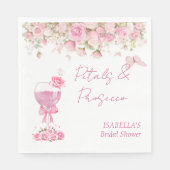 Roze bloemblaadjes & Prosecco Bruidsmeisjesfeest Servet (Voorkant)