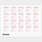 Roze bloemblaadjes & Prosecco Bruidsmeisjesfeest Vierkante Sticker (Vel)