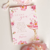 Roze Bloemblaadjes Prosecco Bruidsmeisjeshuwelijk Bedankkaart