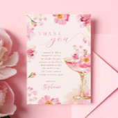 Roze bloemblaadjes Prosecco Vrijgezellenfeest Bedankkaart