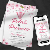Roze bloemblaadjes & Prosecco Vrijgezellenfeest Kaart