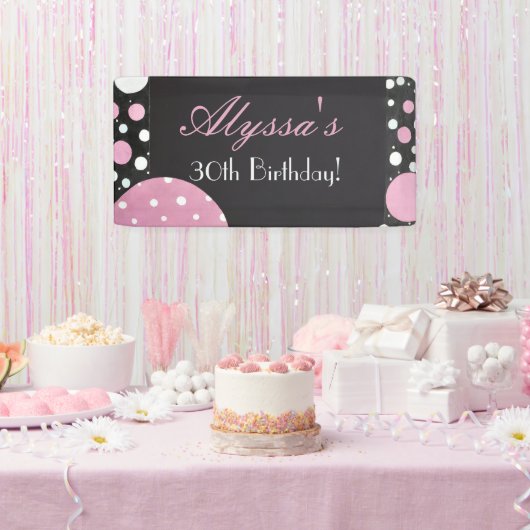 Roze bloemblaadjes Verjaardag Spandoek (Feest)
