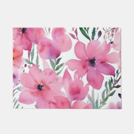 Roze Bloemblaadjes | Waterverf Bloemschildering Deurmat