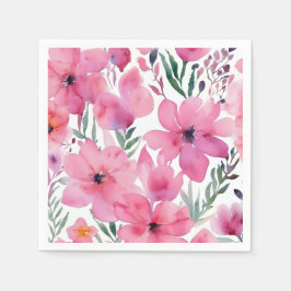 Roze Bloemblaadjes | Waterverf Bloemschilderkunst  Servet