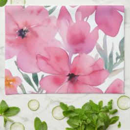 Roze Bloemblaadjes | Waterverf Schilderde Bloemen Theedoek