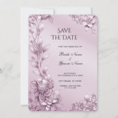 Roze bloemblad Bewaar de datum Save The Date (Voorkant)
