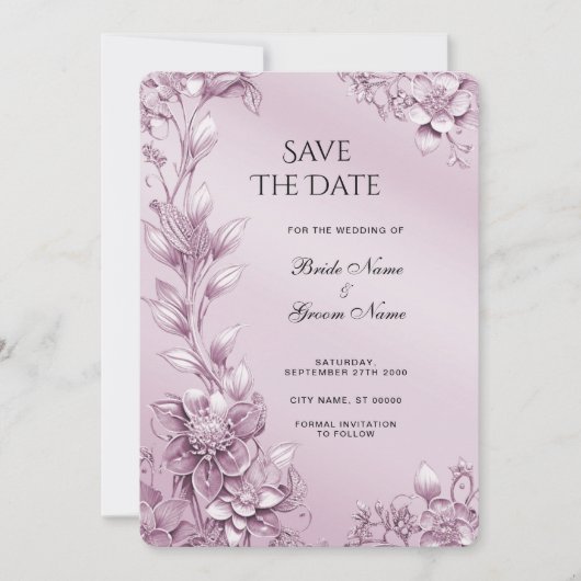 Roze bloemblad Bewaar de datum Save The Date (Voorkant)
