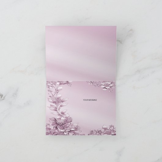 Roze Bloemblad Dankjewel Card Bedankkaart (Binnen)