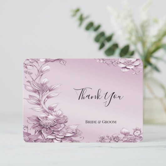 Roze Bloemblad Dankjewel Card Bedankkaart (Staand voorkant)