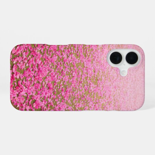 Roze bloemblad iPhone 16 hoesje (Achterkant horizontaal)