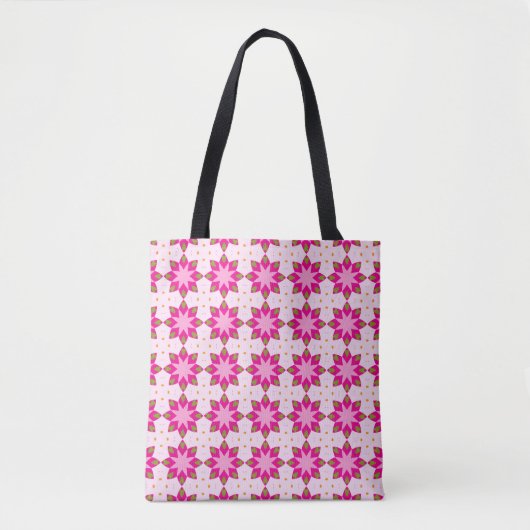 Roze Bloemblad Mozaïek patroon Tote Bag (Voorkant)