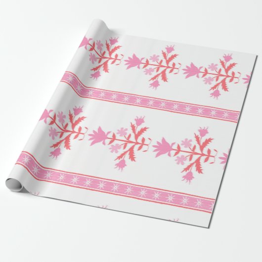 Roze bloembladeren cadeaupapier (Uitgerold)