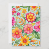 Roze Bloemblauw Mexicaans Fiesta Baby shower Kaart (Achterkant)