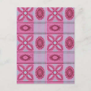 roze bloemblauwe strepen kunst Patroon Briefkaart