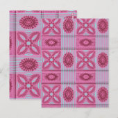 roze bloemblauwe strepen  kunst Patroon Briefkaart (Voorkant / Achterkant)