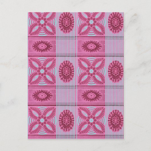 roze bloemblauwe strepen  kunst Patroon Briefkaart (Voorkant)