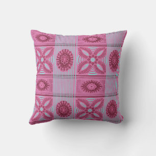 roze bloemblauwe strepen  kunst Patroon Kussen