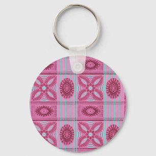roze bloemblauwe strepen  kunst Patroon Sleutelhanger