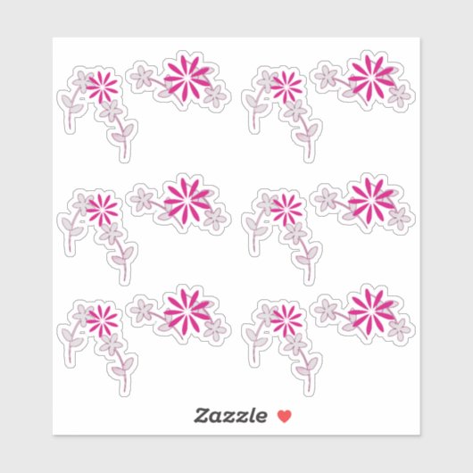 Roze Bloembloem 6 "x6" Custom-Cut Vinyl Stickers (Vel)