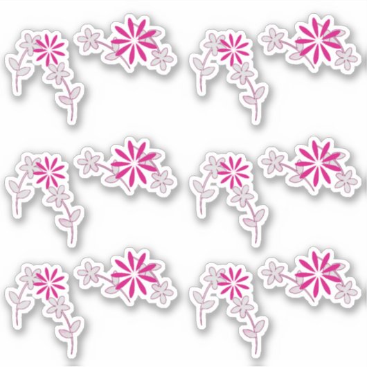 Roze Bloembloem 6 "x6" Custom-Cut Vinyl Stickers (Voorkant)