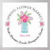 roze bloembloem poster (Voorkant)