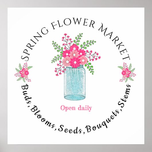 roze bloembloem poster (Voorkant)