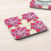 Roze bloembloempatroon drankjes onderzetter (Linkerzijde)