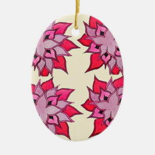 Roze bloembloempatroon keramisch ornament