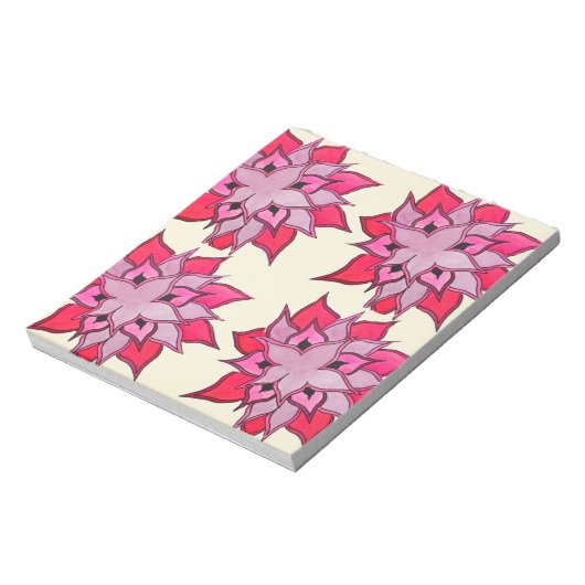 Roze bloembloempatroon notitieblok (Linkerzijde)