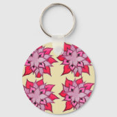 Roze bloembloempatroon sleutelhanger (Voorkant)