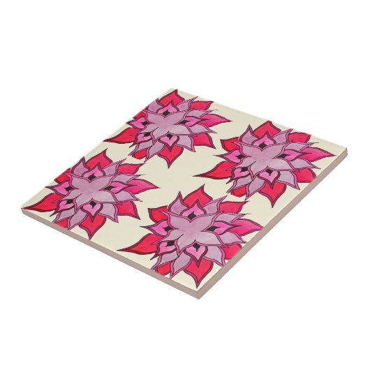 Roze bloembloempatroon tegeltje (Zijkant)