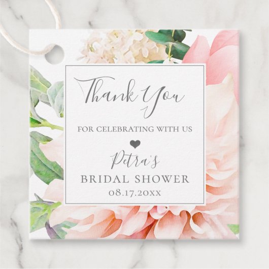 Roze Bloemboeket Bedankje Bedankjes Labels (Voorkant)