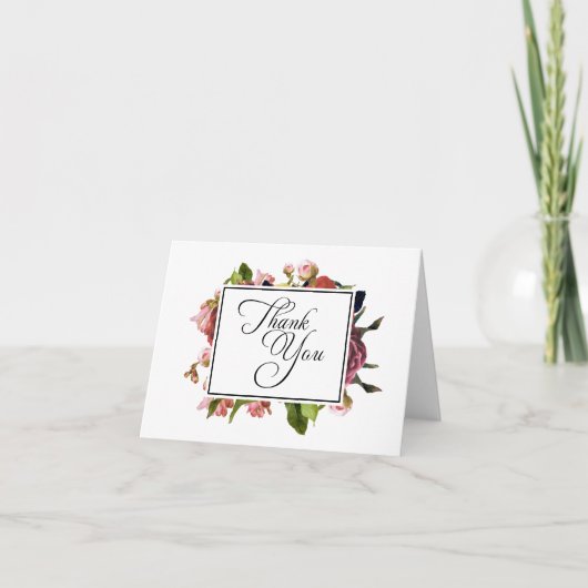 Roze bloemboeket bedankje bedankkaart (Voorkant)