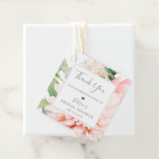 Roze Bloemboeket Bedankt Bedankjes Labels (In situ)