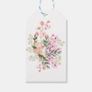 Roze bloemboeket cadeaulabel