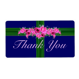Roze Bloemboeket Dank u Stickers - labels