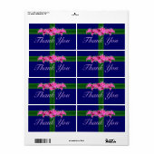 Roze Bloemboeket Dank u Stickers - labels (Full Sheet)