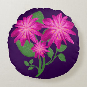 Roze bloemboeket illustratie Handgetekend Rond Kussen
