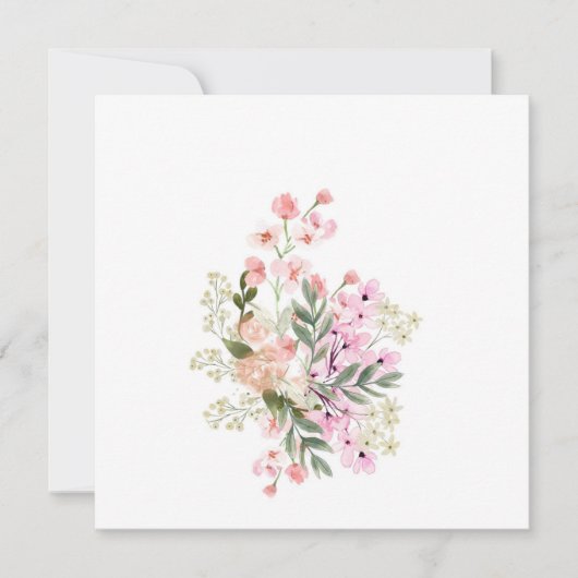 Roze bloemboeket kaart (Voorkant)