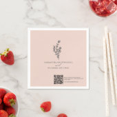 Roze Bloemboeket QR-code Trouwdag Servet (Insitu)