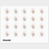 Roze bloemboeket ronde sticker (Vel)
