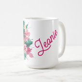 Roze bloemboeket splash koffiemok (Voorkant rechts)