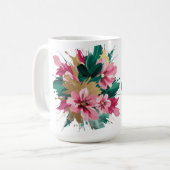 Roze bloemboeket splash koffiemok (Voorkant links)