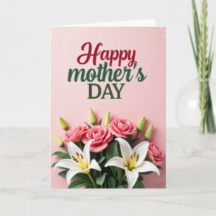 Roze bloemboeketkaart kaart