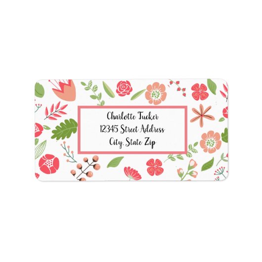 Roze bloemboeketten - Adreslabel Etiket (Voorkant)