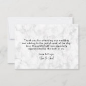 Roze bloemboeketten op zwarte lijst bruiloft bedan kaart (Achterkant)